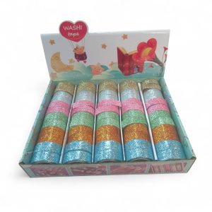 Caja Cintas Washi Glitter Oscuros x60 Unds