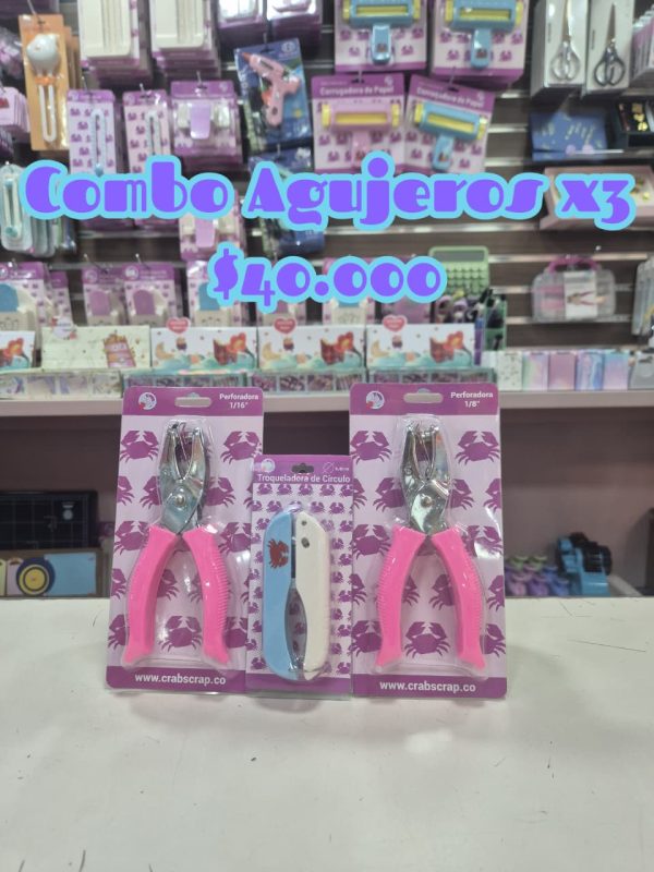 Combo Perforadoras Agujeros x3
